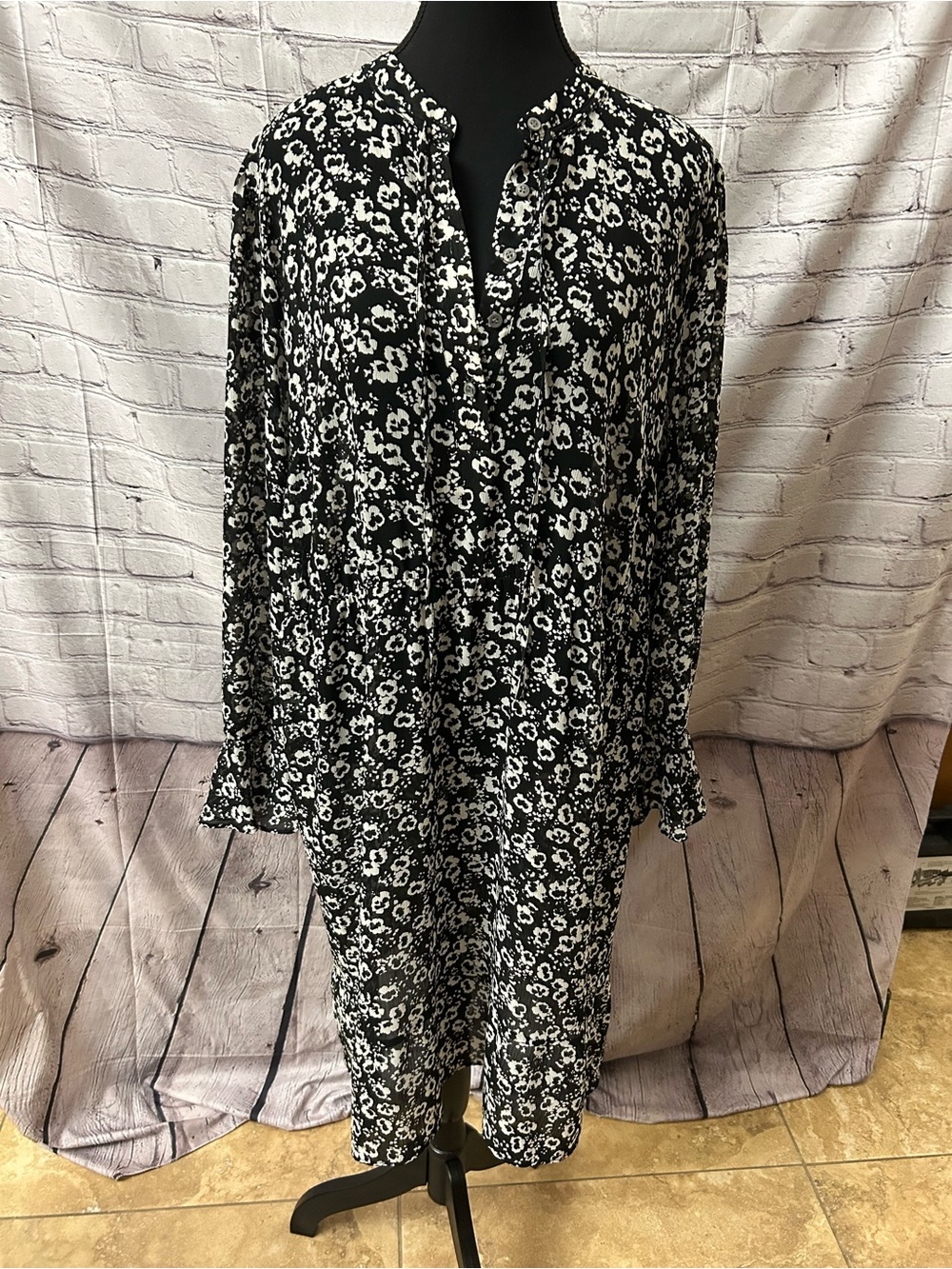 J. Crew Black & White Floral Midi Dress
